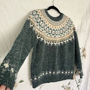 Dark green, white, tan, and grey vintage sweater